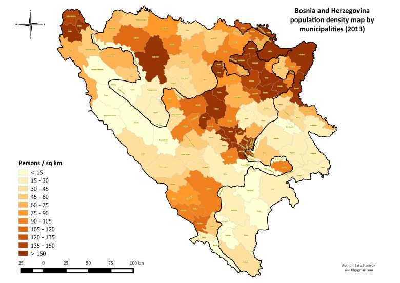 Liczba ludności w poszczególnych regionach Bośni i Hercegowiny, 2013