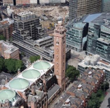 Westminster Cathedral została pozbawiona krzyża wieńczącego kopułę wieży tego kościoła. Podobnie jest z innymi miejscami ....