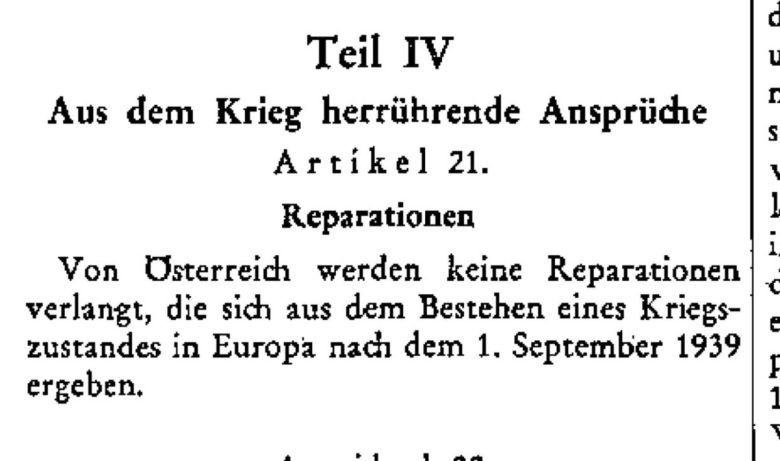 Reparacje od Austrii - 4 mocarstwa, w tym ZSRS, zrzekły się ich w umowie z 1955 r. Polska nie była stroną tej umowy