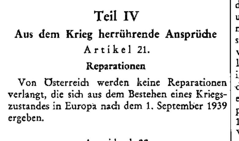 Reparacje od Austrii - 4 mocarstwa, w tym ZSRS, zrzekły się ich w umowie z 1955 r. Polska nie była stroną tej umowy