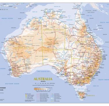 Mapa drogowa i kolejowa Australii