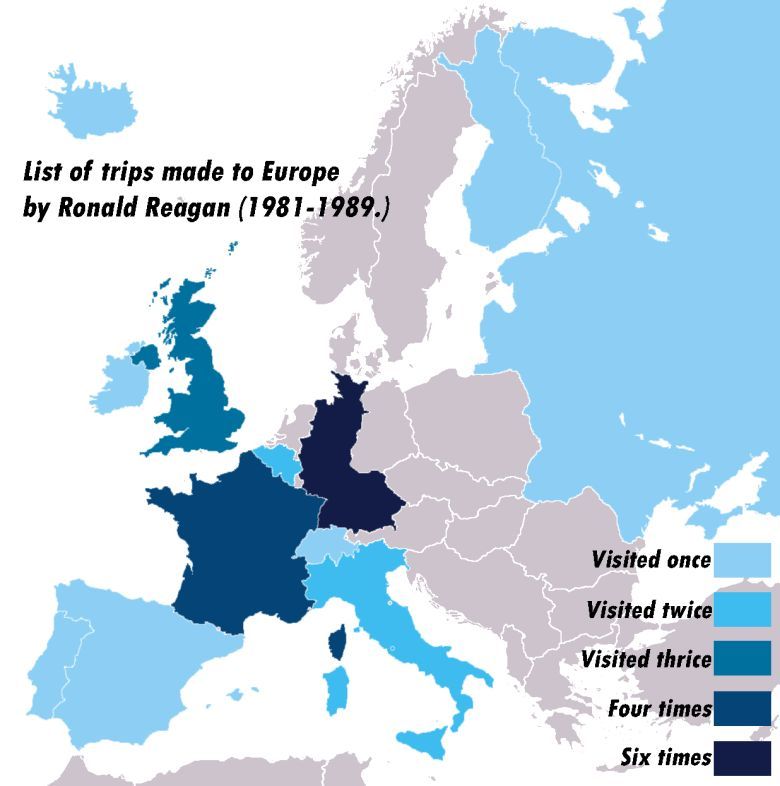 Wizyty prezydenta Ronalda Reagana w Europie podczas kadencji w latach 1981-89