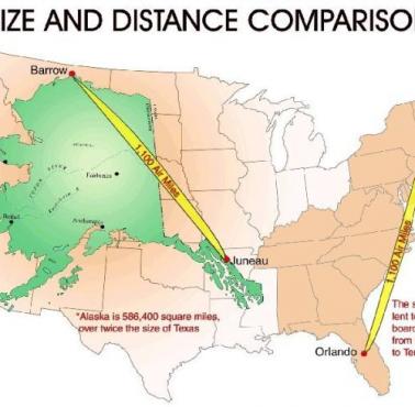 Alaska na tle całych USA