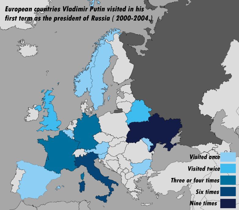 Wizyty prezydenta W.Putina w Europie podczas kadencji w latach 2000-2004