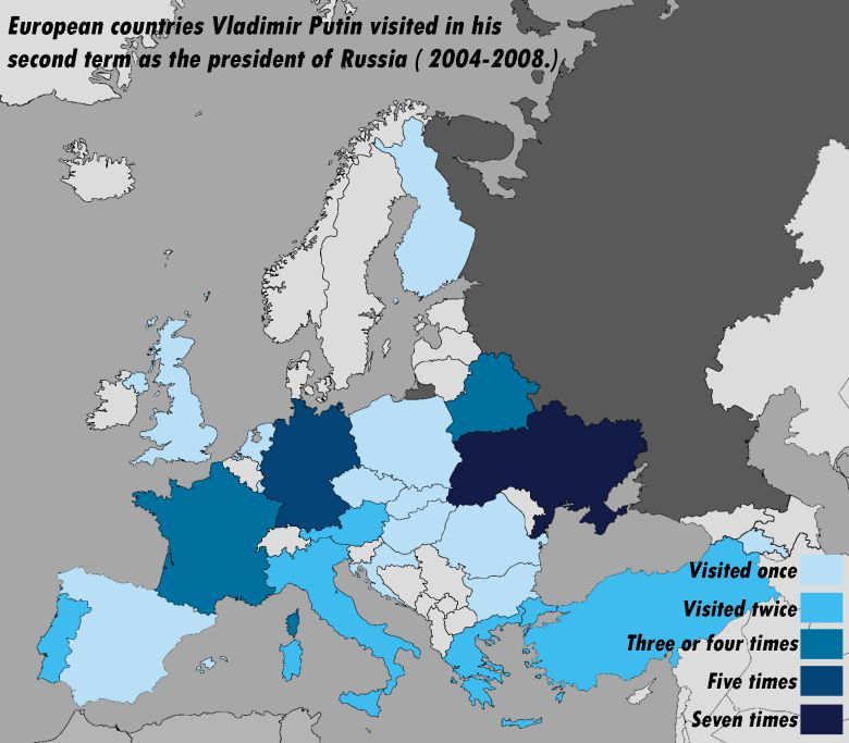 Wizyty prezydenta W.Putina w Europie podczas kadencji w latach 2004-2008