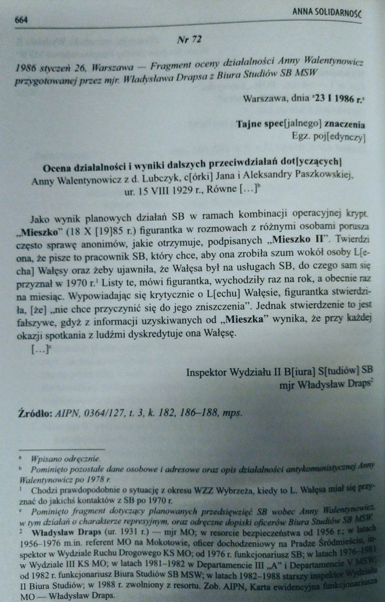 Zakończenie tzw. drugiej operacji Mieszko, Anna Solidarność wie, że SB ją napuszcza na Wałęsę. Robi swoje, kombinacja SB w gruza