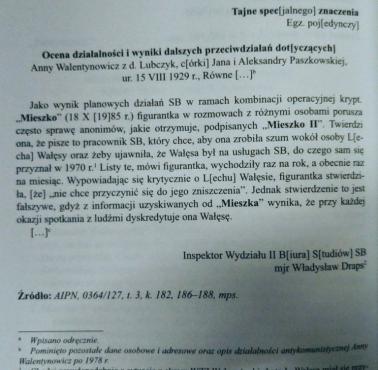 Zakończenie tzw. drugiej operacji Mieszko, Anna Solidarność wie, że SB ją napuszcza na Wałęsę. Robi swoje, kombinacja SB w gruza