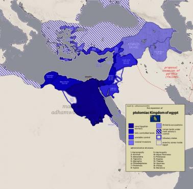 Mapa ekspansji ptolomijskiego (Ptolemeusze) królestwa Egiptu