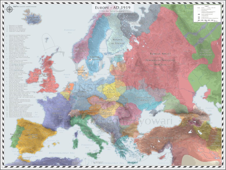 Mapa Europy z 1919 roku