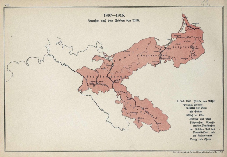 Prusy w 1806 r. po pokoju w Tylży, 1807-1815