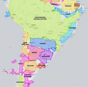 USA i inne kraje na tle Ameryki Południowej