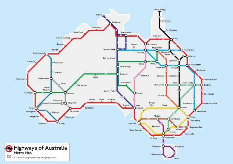 Sieć transportowa, sieć dróg w Australii