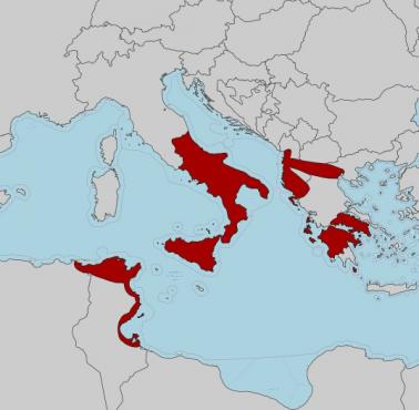 Królestwo Sycylii - Wszystkie terytoria kiedykolwiek kontrolowane (w latach 1130-1267)