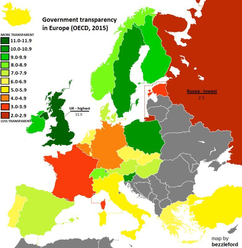 Przejrzystość sektora instytucji rządowych i samorządowych w Europie, 2015