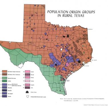 Pochodzenie etniczne mieszkańców Teksasu na obszarach wiejskich, 1970