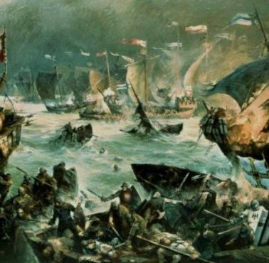 15.09.1464r. Zalew Wiślany. 30 okrętów Związku Pruskiego zniszczyło flotę "krzyżacką" liczącą 44 okręty