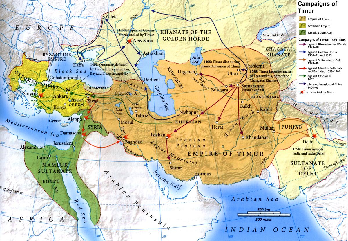 Podboje Timura Chromego (samozwańczy następca Czyngis-chana) 1379-1405 roku