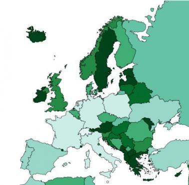 Odsetek ludzi mieszkających w stolicach poszczególnych europejskich państw