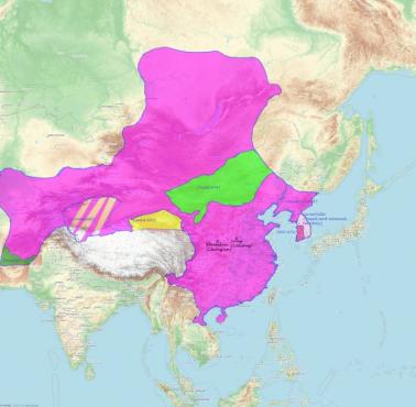 Zasięg panowania chińskiej dynastii Tang, 618-907 n.e.