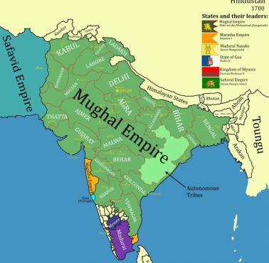 Mapa Indii z 1700 roku, niewiele brakowało, a Indie byłyby muzułmańskie