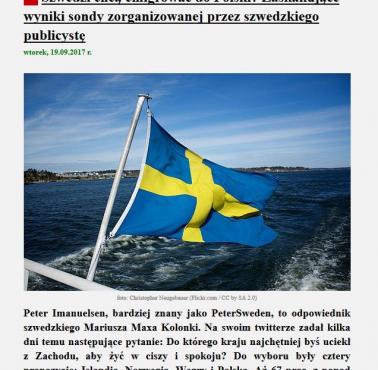 Szwedzi chcą emigrować do Polski? Zaskakujące wyniki sondy zorganizowanej przez szwedzkiego publicystę