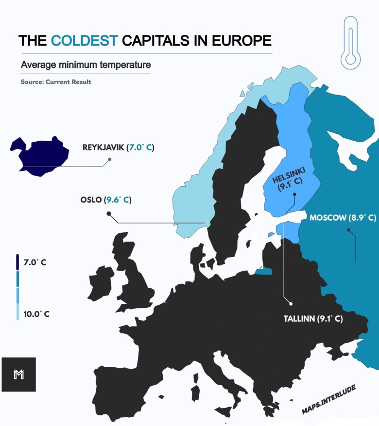Najzimniejsze temperatury jakie kiedykolwiek zarejestrowano w europejskich stolicach