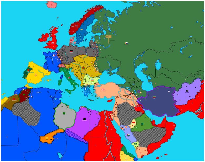 Mapa Europy pod koniec I wojny światowej, styczeń 1917
