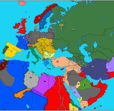 Mapa Europy pod koniec I wojny światowej, styczeń 1917