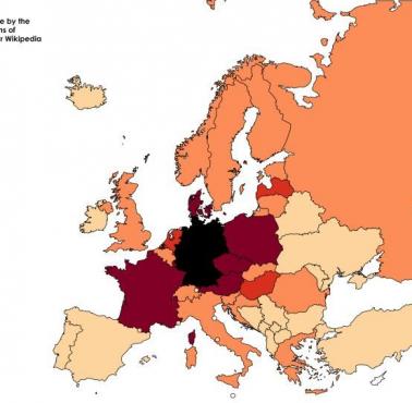 Kraje Europy według liczby wzmianek o Niemcach na ich stronach Wikipedii