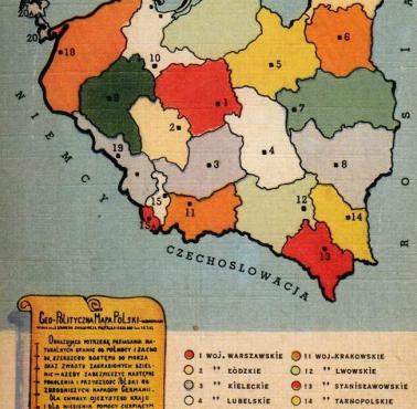 Geopolityczna mapa Polski nakreślona w 1941 r. przez Lucjusza Kupferwassera dla Amerykańsko-Polskiej Rady Narodowej