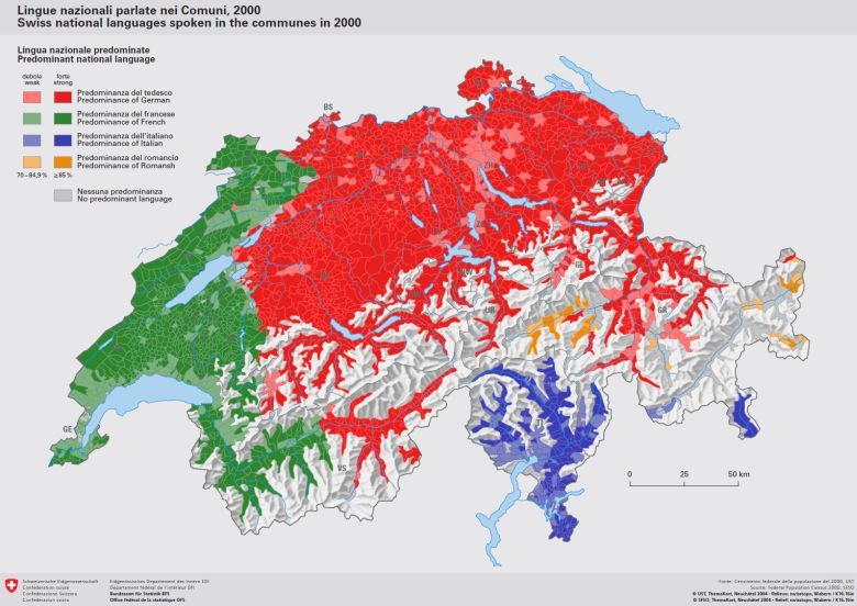 Mapa językowa Szwajcarii