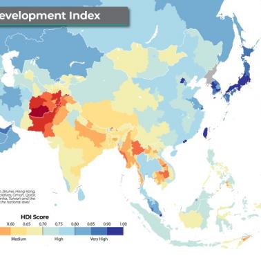 Wskaźnik rozwoju społecznego HDI (od ang. Human Development Index) Azji, 2019