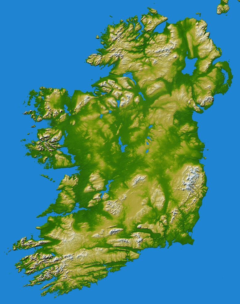 Topograficzna mapa Irlandii