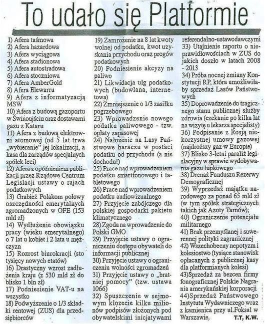 Osiągnięcia rządu PO/PSL