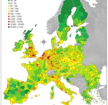 Gęstość zaludnienia w Europie