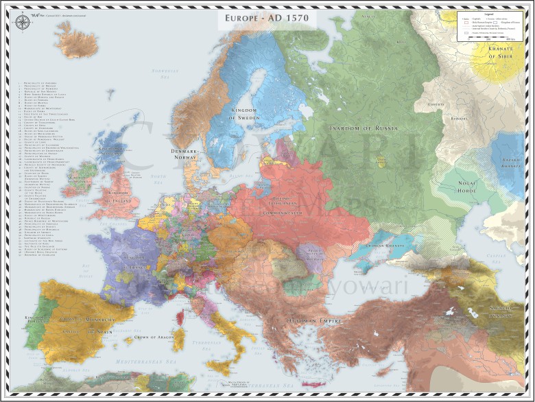 Mapa Europy z 1570 roku