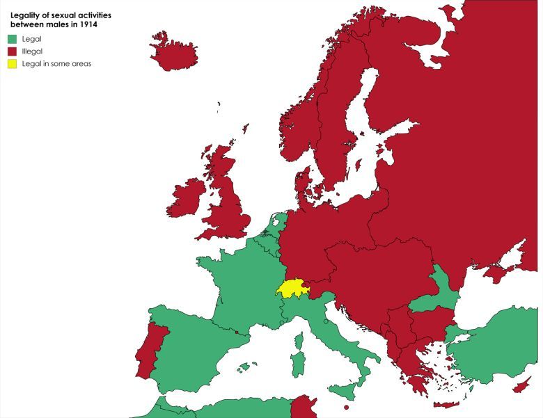 Legalność homoseksualizmu w Europie w 1914 roku