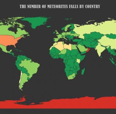 Liczba meteorytów w poszczególnych państwach świata