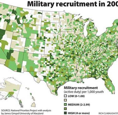 Skąd US Army pozyskuje największą liczbę rekrutów, dane 2007