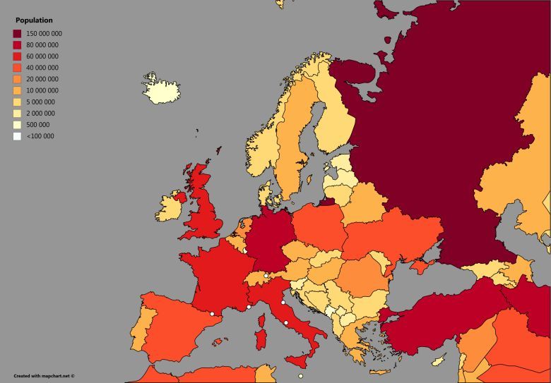 Ludność w Europie i krajach ościennych (2017)