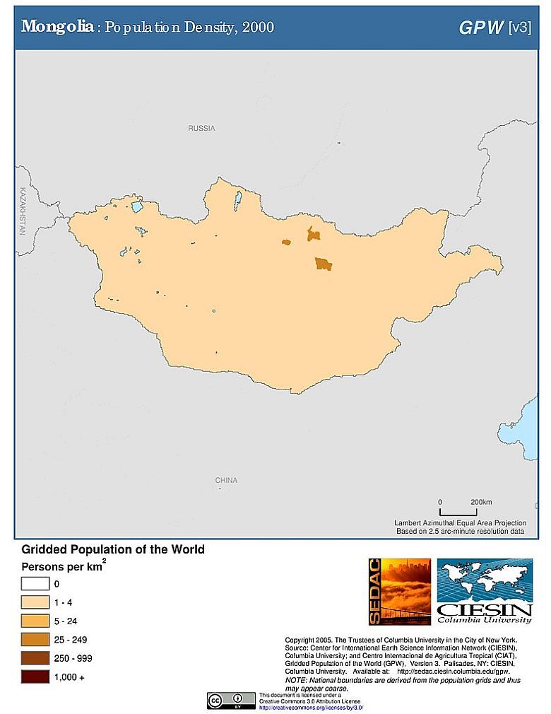 Gęstość zaludnienia w Mongolii, kraju o najniższej gęstości zaludnienia na Ziemi