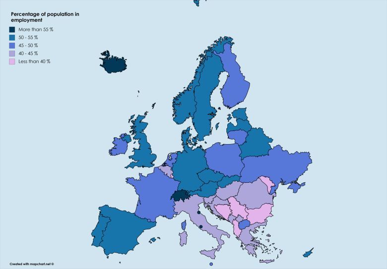 Odsetek Europejczyków mających pracę