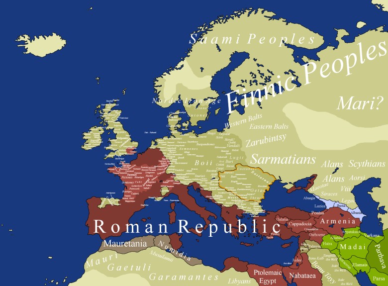 Mapa Europy w 54 roku p.n.e.