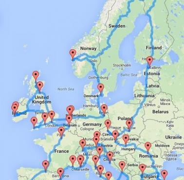 Optymalna trasa podróży przez Europę