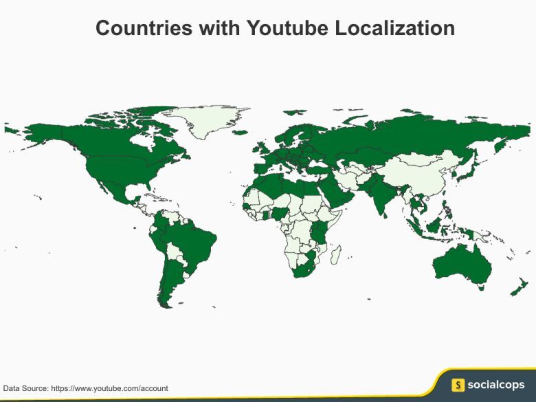 Kraje, w których YouTube ma swoją lokalizację