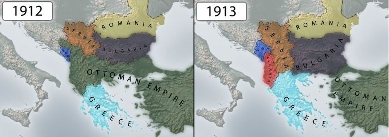 Wojna krajów bałkańskich (Bułgaria, Czarnogóra, Grecja, Serbia) z Turcją i usunięcie muzułmanów z kontynentu, 1912-1913