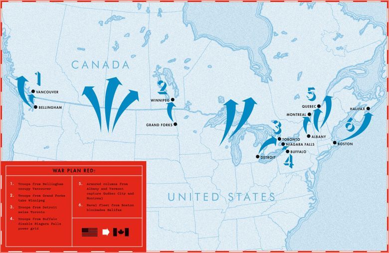 War Plan Red – strategiczne plany USA do hipotetycznej wojny z Wielką Brytanią („czerwone” siły), początek XX wieku