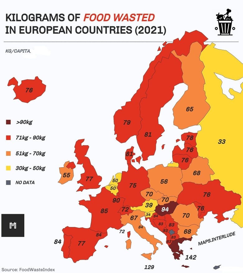 Ile kilogramów żywności zmarnowała osoba w 2021 roku? (Średnio)