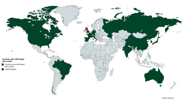 Kraje o wyższym PKB niż Londyn