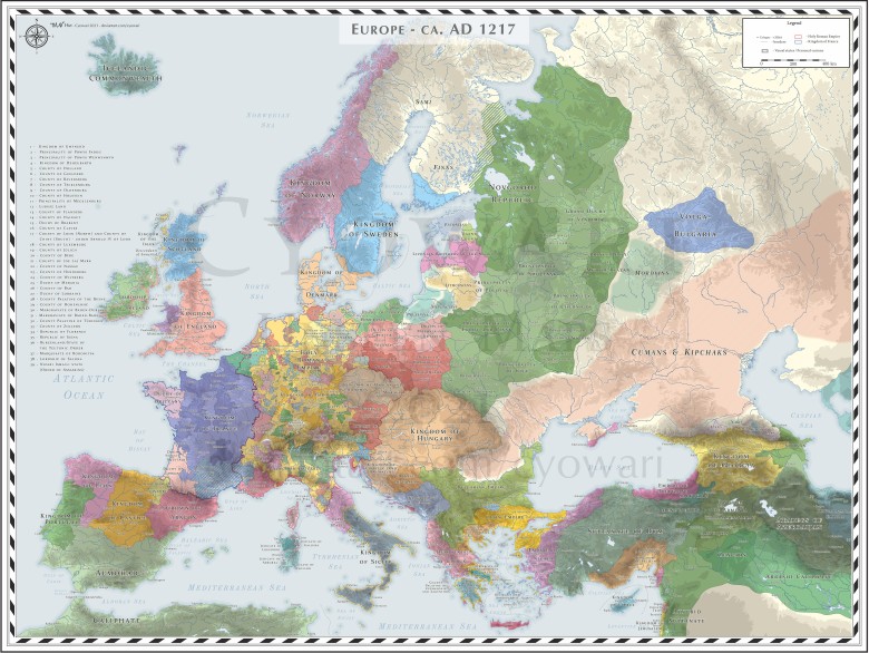 Mapa Europy z 1217 roku